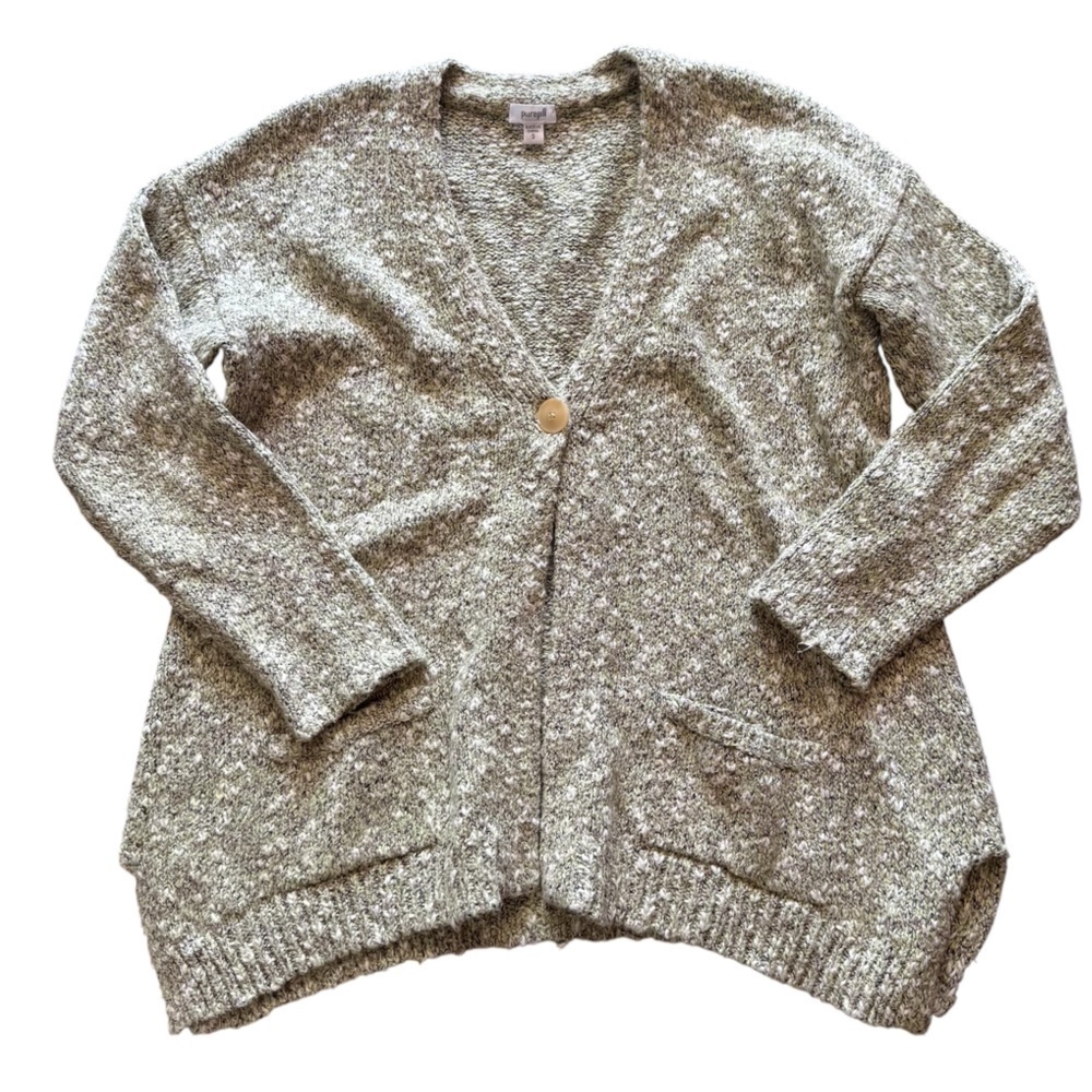 J. Jill Light Green & Cream Textured Cardigan, Size Small, Coastal, One Button